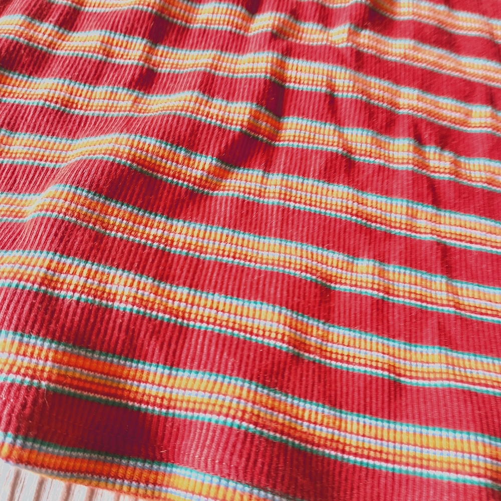 Dickies Red and Tan Striped Long Sleeve Henley Tee - Picture 2 of 8